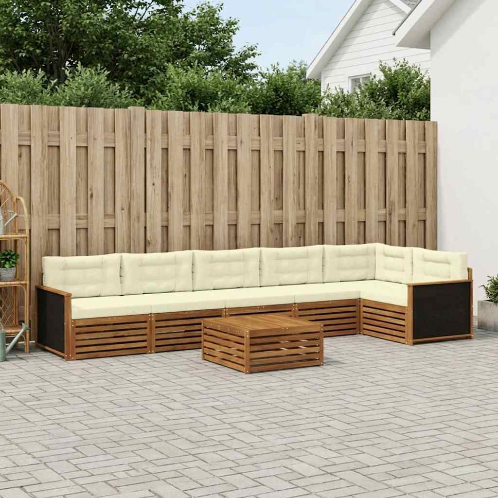 vidaXL Zestaw sof na zewnątrz 7 pcs Naturalny i Kremowy