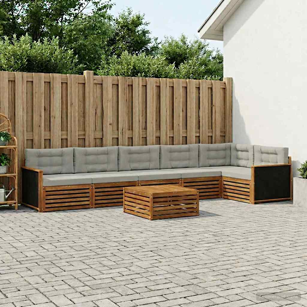 vidaXL Zestaw sof na zewnątrz 7 pcs Naturalny i jasnoszary