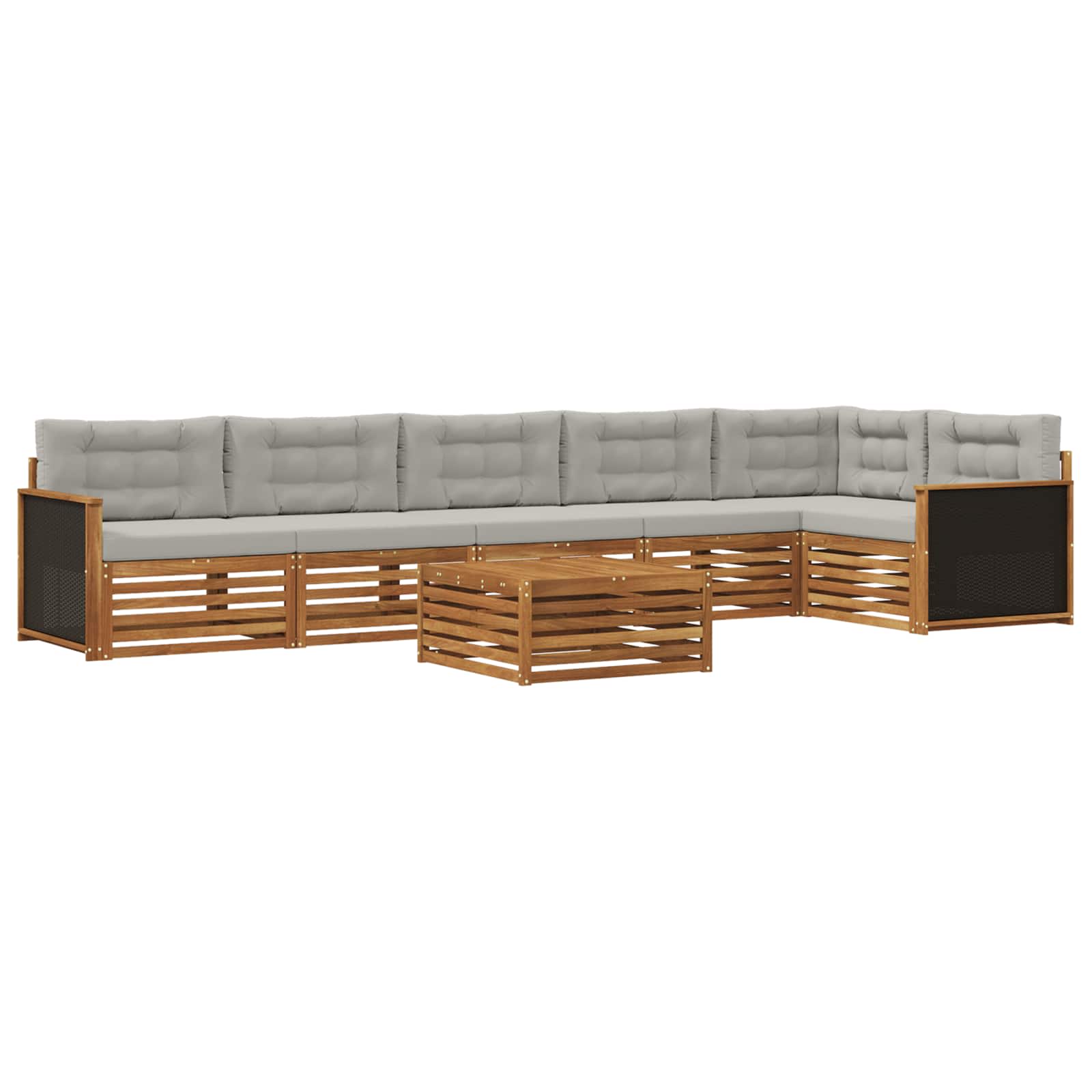 vidaXL Zestaw sof na zewnątrz 7 pcs Naturalny i jasnoszary