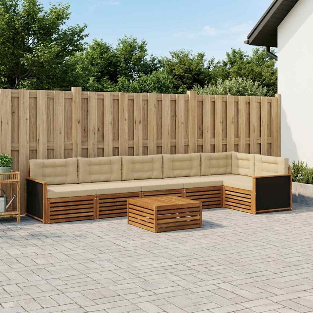 vidaXL Zestaw sof na zewnątrz 7 pcs Naturalny i Beżowy 79 x 79 x 37 cm