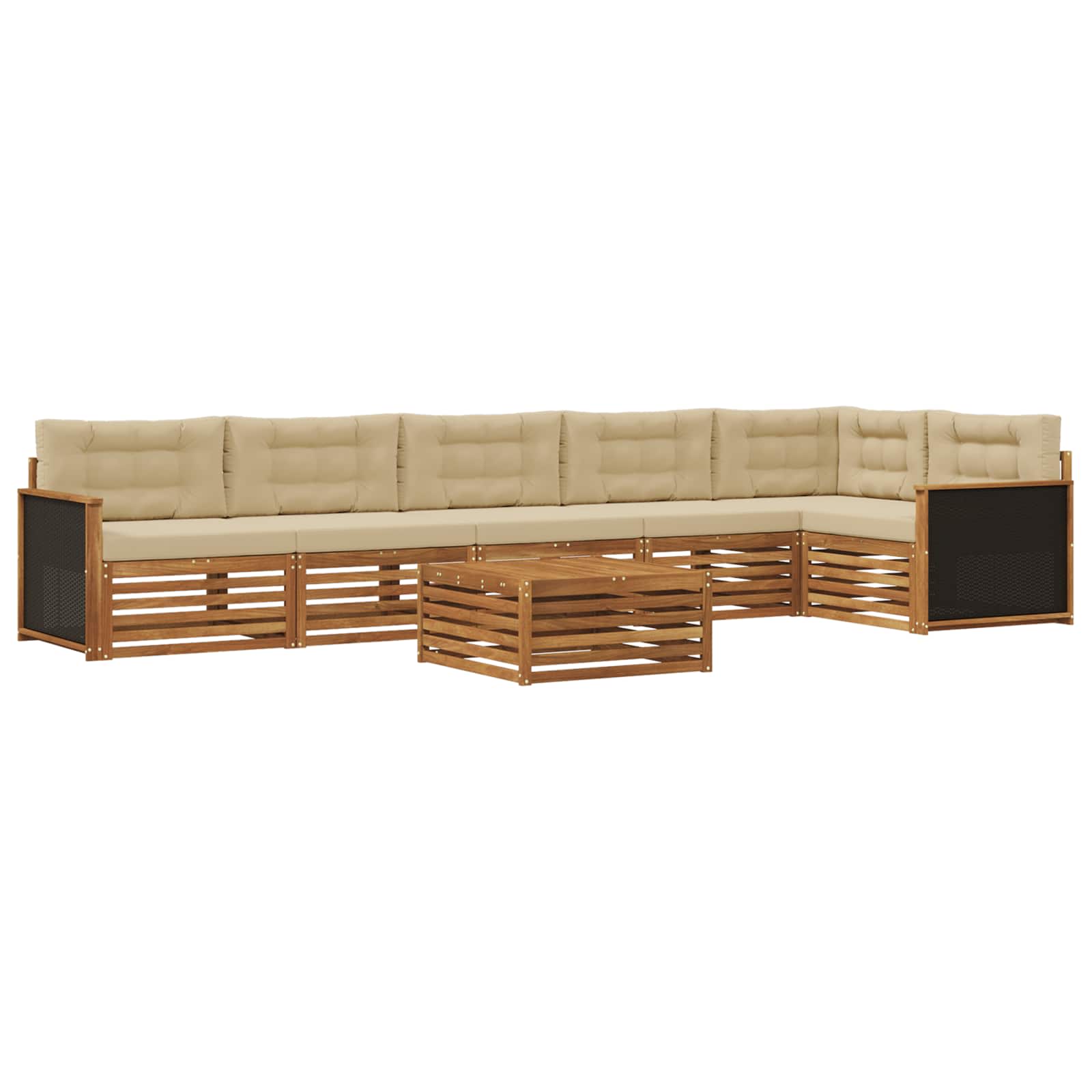vidaXL Zestaw sof na zewnątrz 7 pcs Naturalny i Beżowy 79 x 79 x 37 cm
