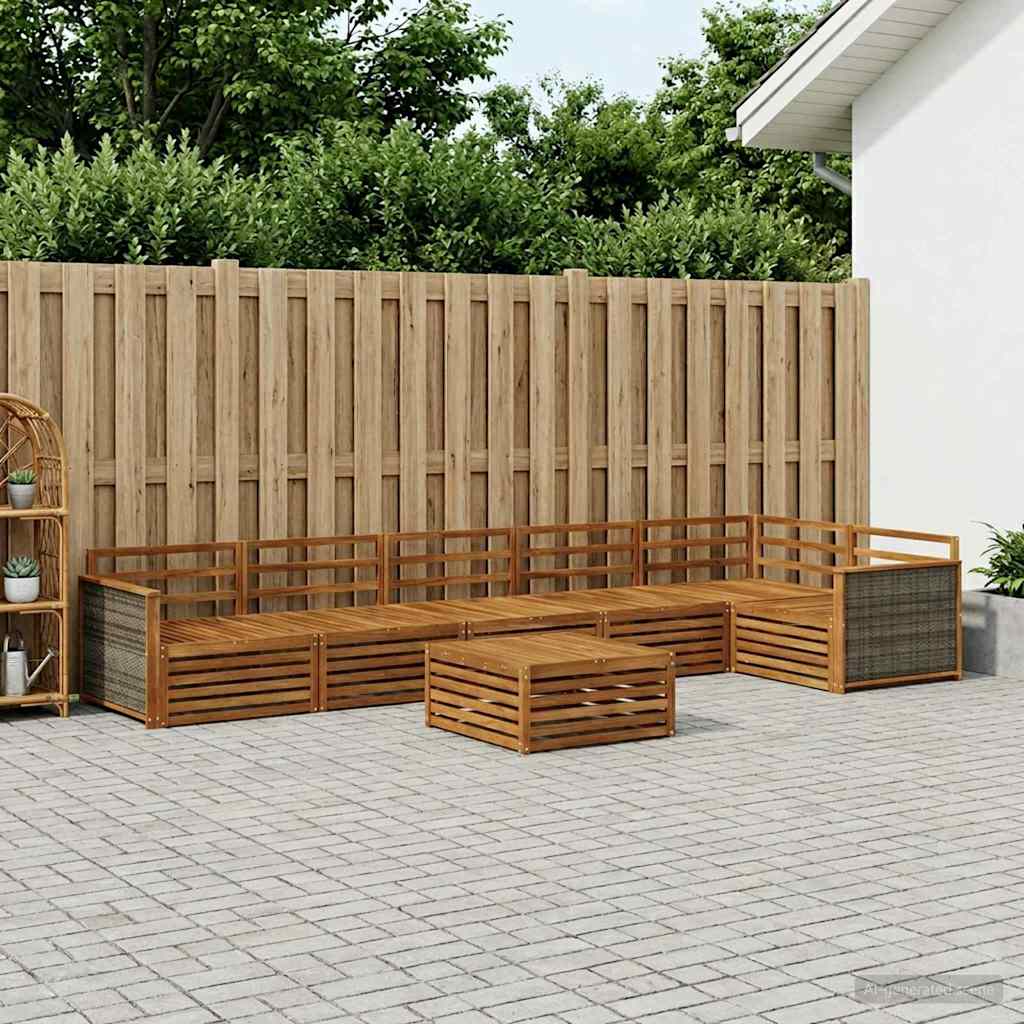 vidaXL Zestaw sof na zewnątrz 7 pcs naturalny Lite Drewno Akacji