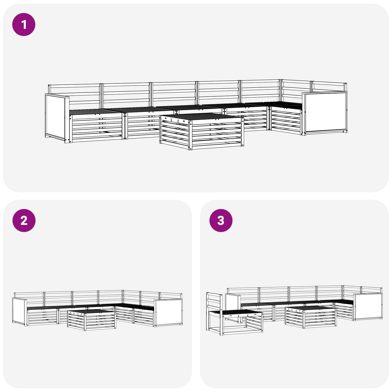 vidaXL Zestaw sof na zewnątrz 7 pcs naturalny Lite Drewno Akacji