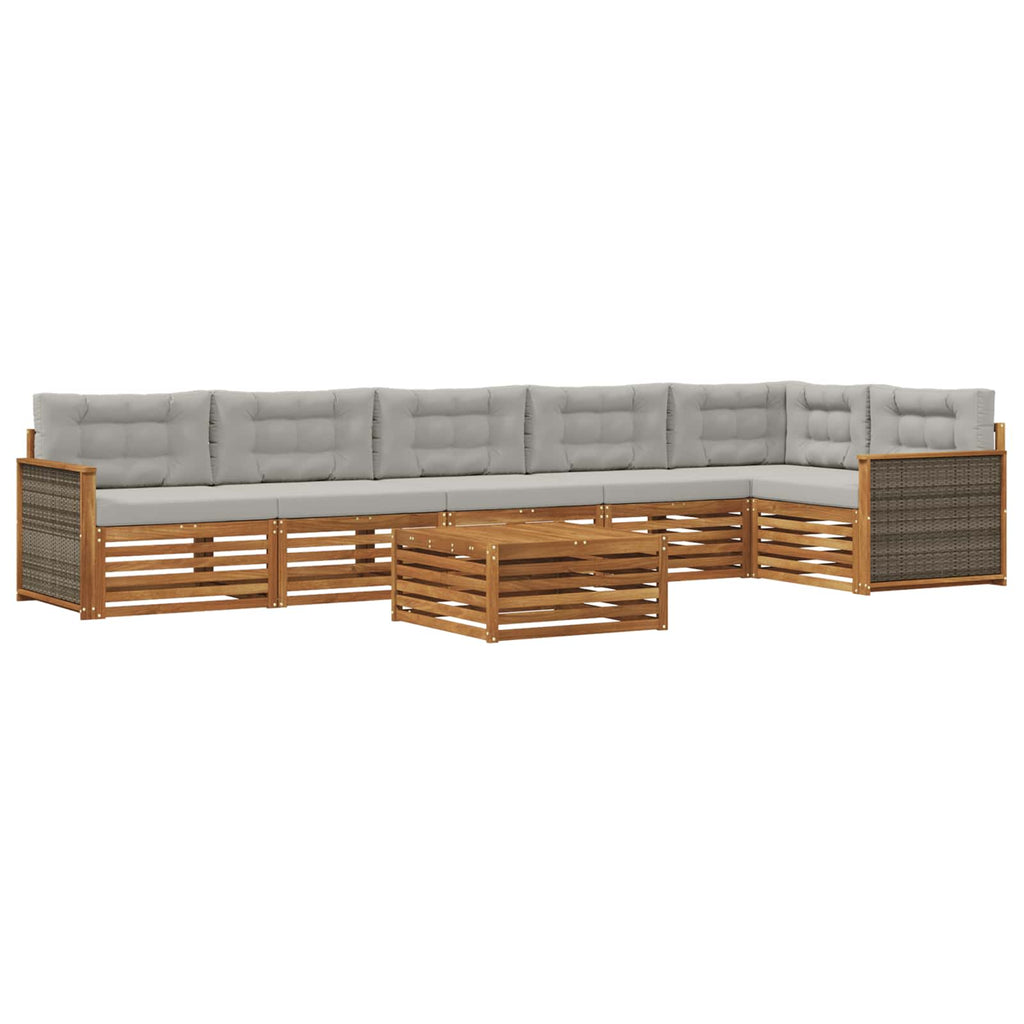 vidaXL Zestaw sof na zewnątrz z poduszką 7 pcs Naturalny i jasnoszary