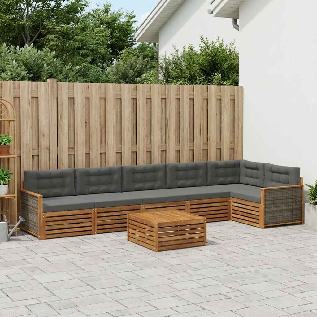 vidaXL Zestaw sof na zewnątrz z poduszką 7 pcs Naturalny i Antracytowy
