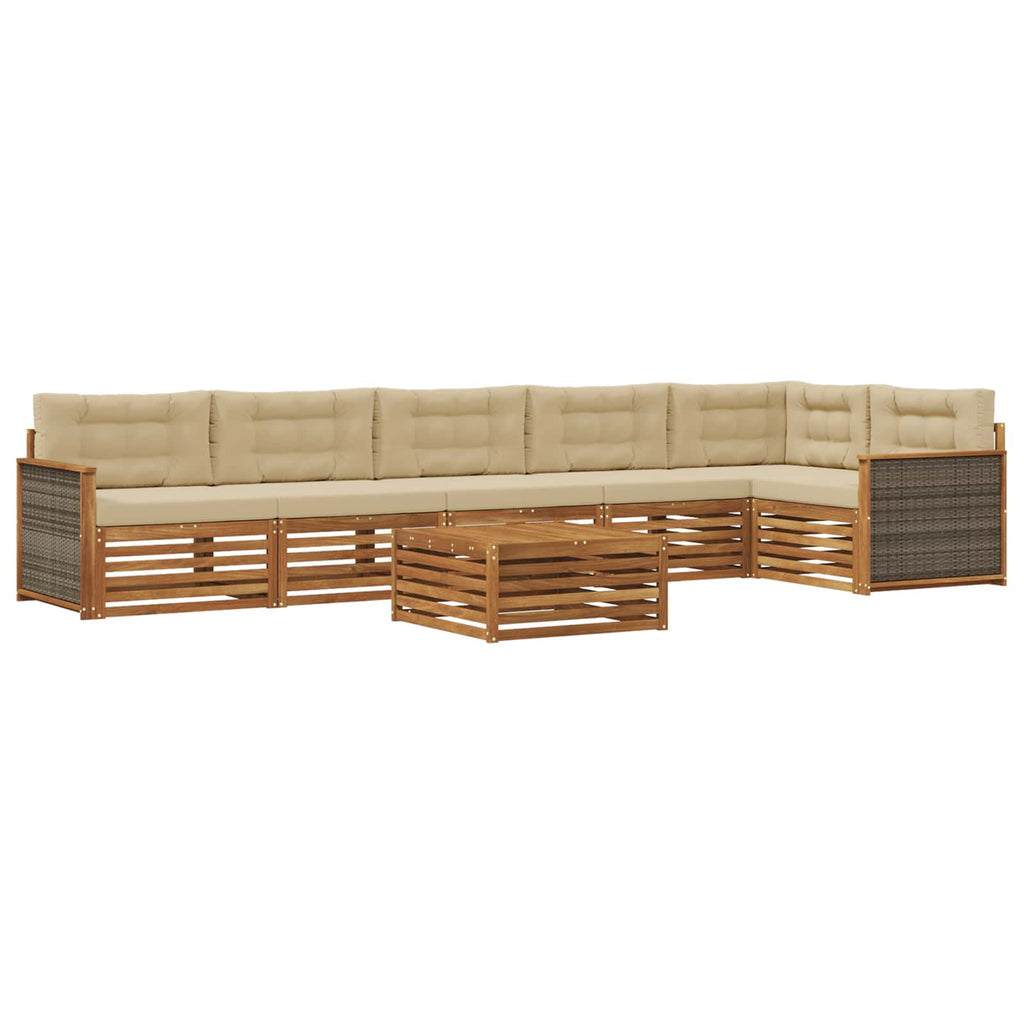 vidaXL Zestaw sof na zewnątrz z poduszką 7 pcs Naturalny i Beżowy