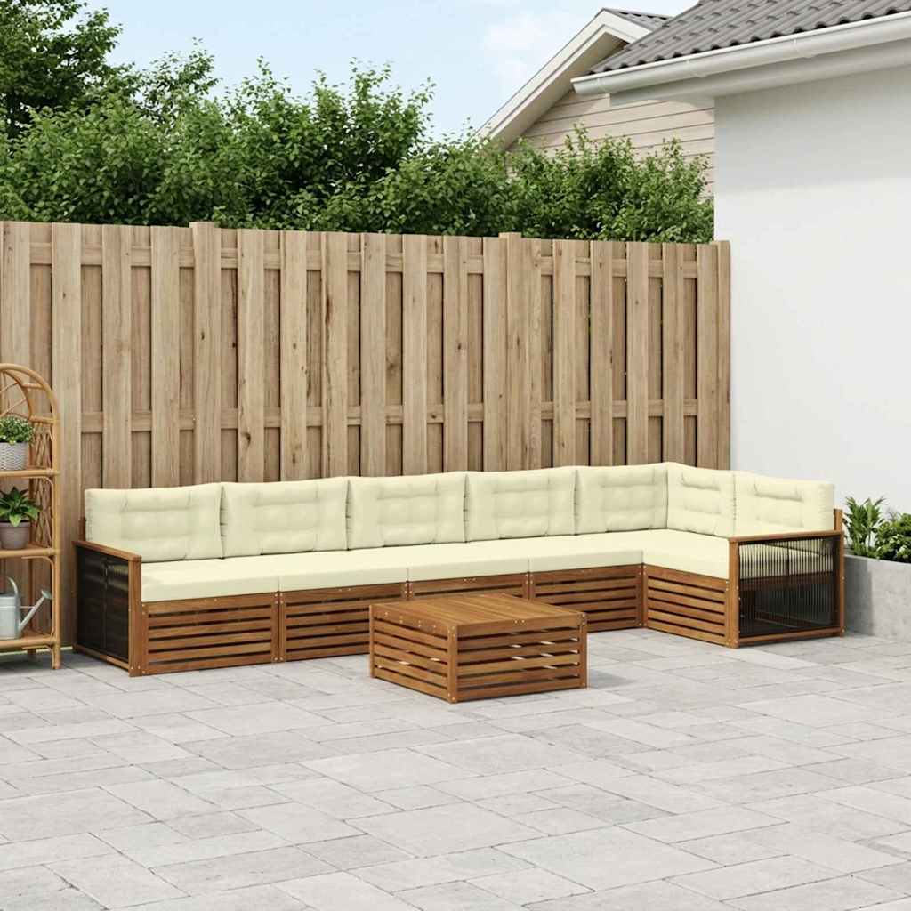 vidaXL Zestaw sof na zewnątrz z poduszką 7 pcs Naturalny i Kremowy