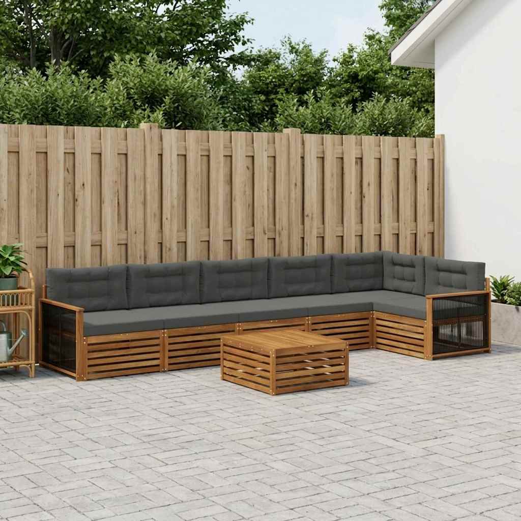 vidaXL Zestaw sof na zewnątrz z poduszką 7 pcs Naturalny i Antracytowy
