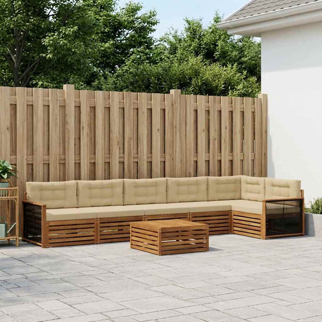 vidaXL Zestaw sof na zewnątrz z poduszką 7 pcs Naturalny i Beżowy