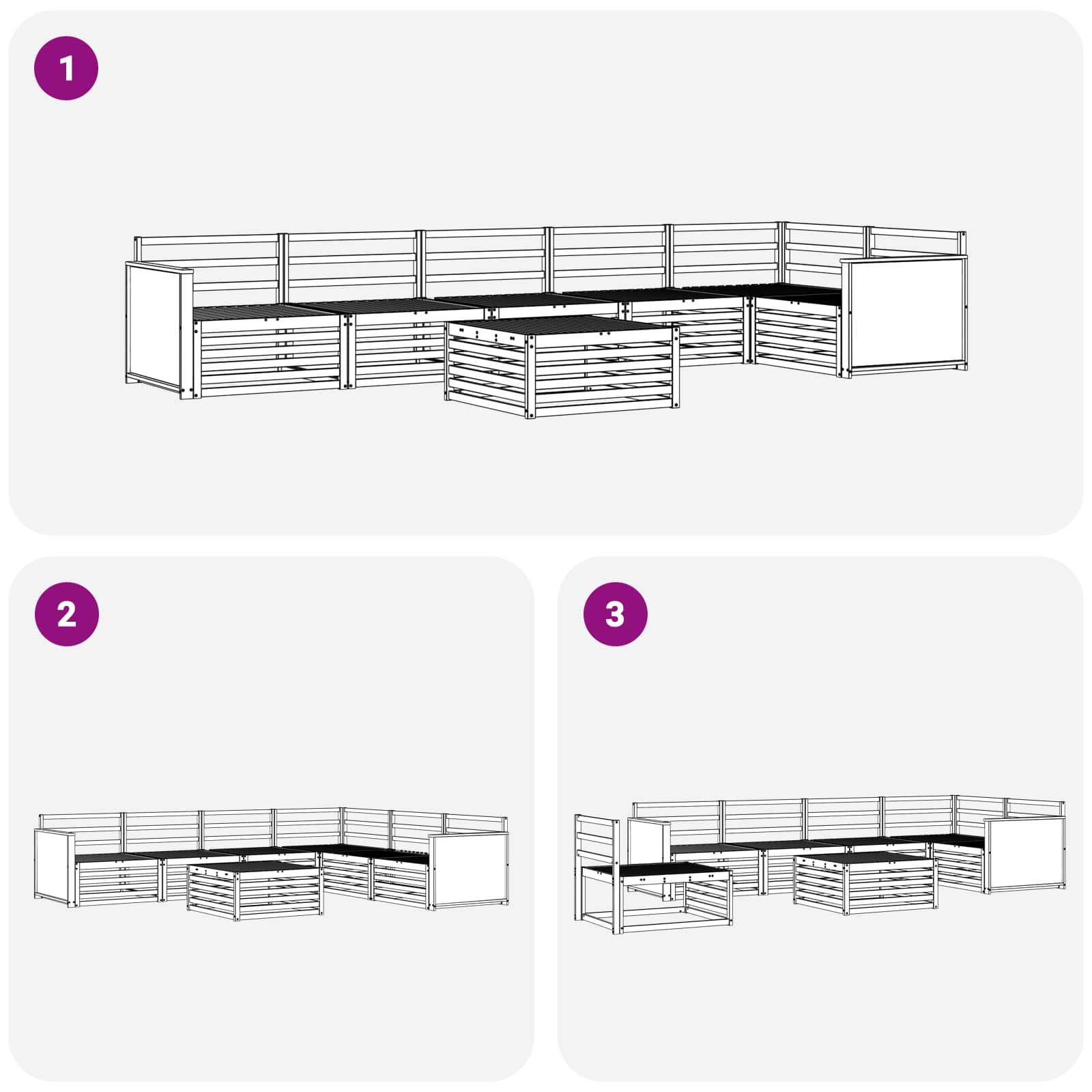 vidaXL Zestaw sof na zewnątrz 7 pcs naturalny Lite Drewno Akacji