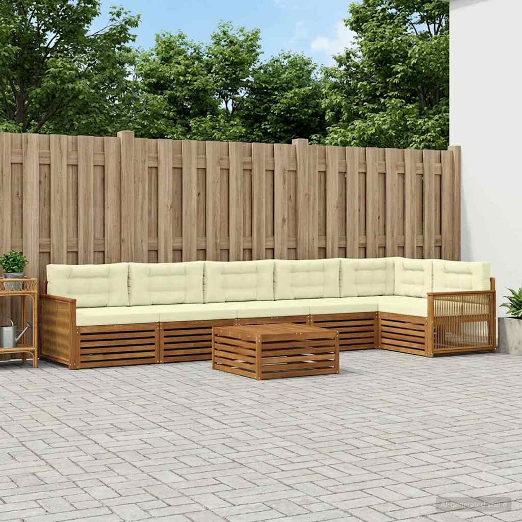 vidaXL Zestaw sof na zewnątrz z poduszką 7 pcs Naturalny i Kremowy