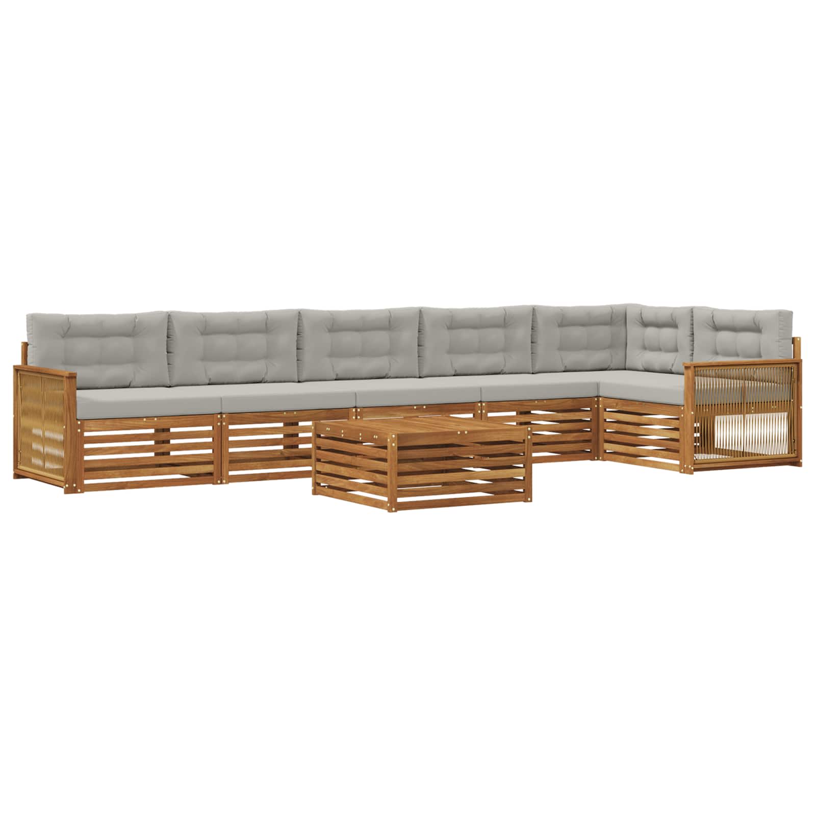 vidaXL Zestaw sof na zewnątrz z poduszką 7 pcs Naturalny i jasnoszary