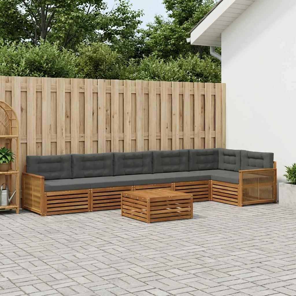 vidaXL Zestaw sof na zewnątrz z poduszką 7 pcs Naturalny i Antracytowy