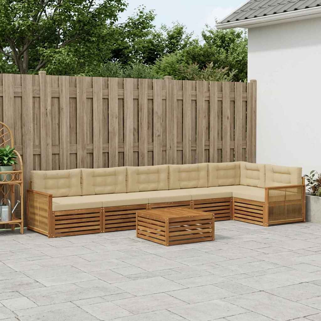 vidaXL Zestaw sof na zewnątrz z poduszką 7 pcs Naturalny i Beżowy