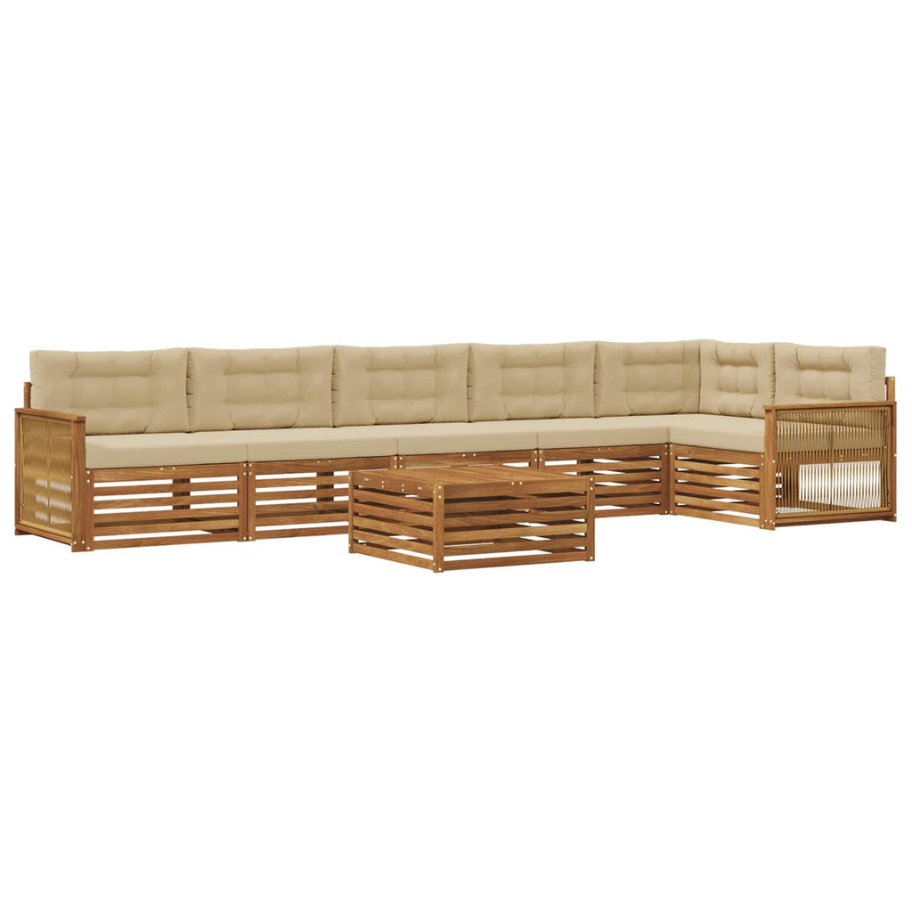 vidaXL Zestaw sof na zewnątrz z poduszką 7 pcs Naturalny i Beżowy