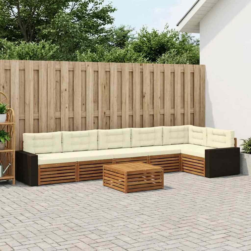 vidaXL Zestaw sof na zewnątrz 7 pcs Naturalny i Kremowy