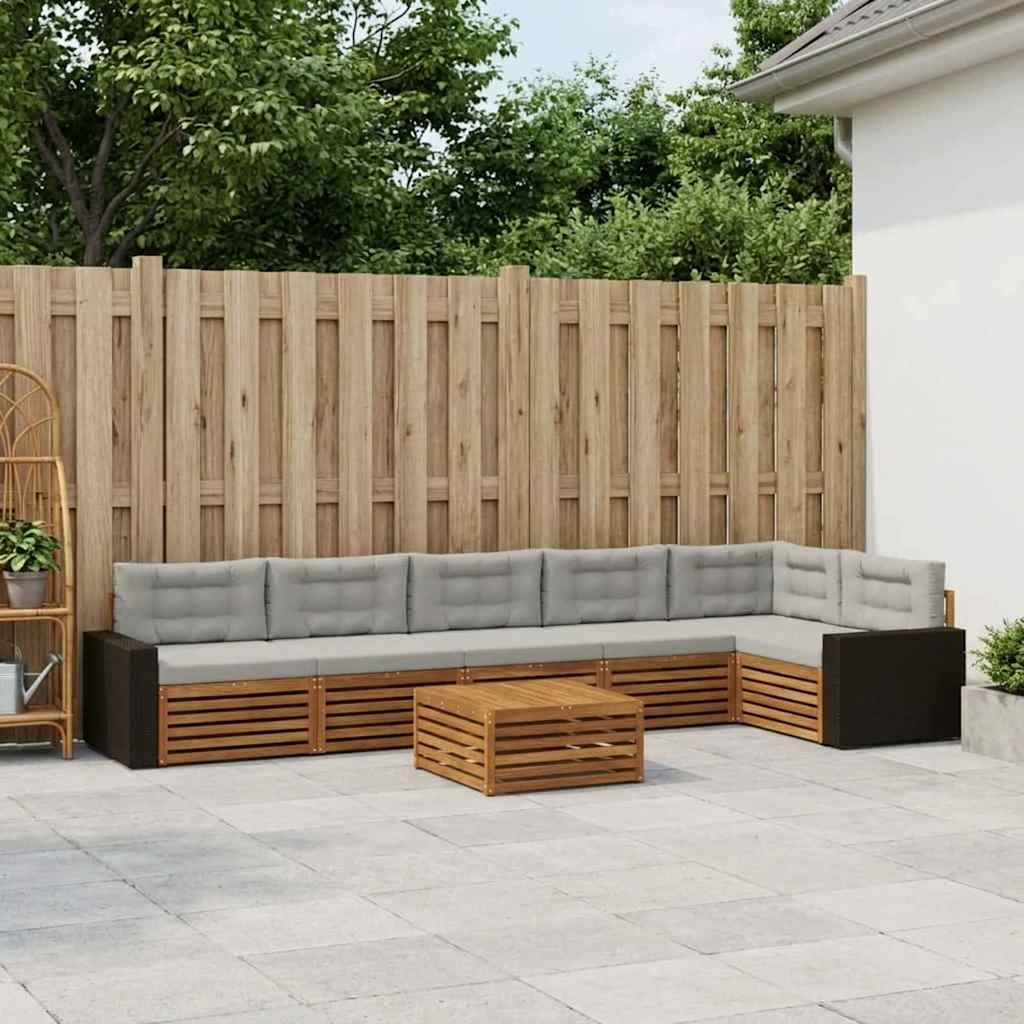 vidaXL Zestaw sof na zewnątrz 7 pcs Naturalny i jasnoszary Poliester