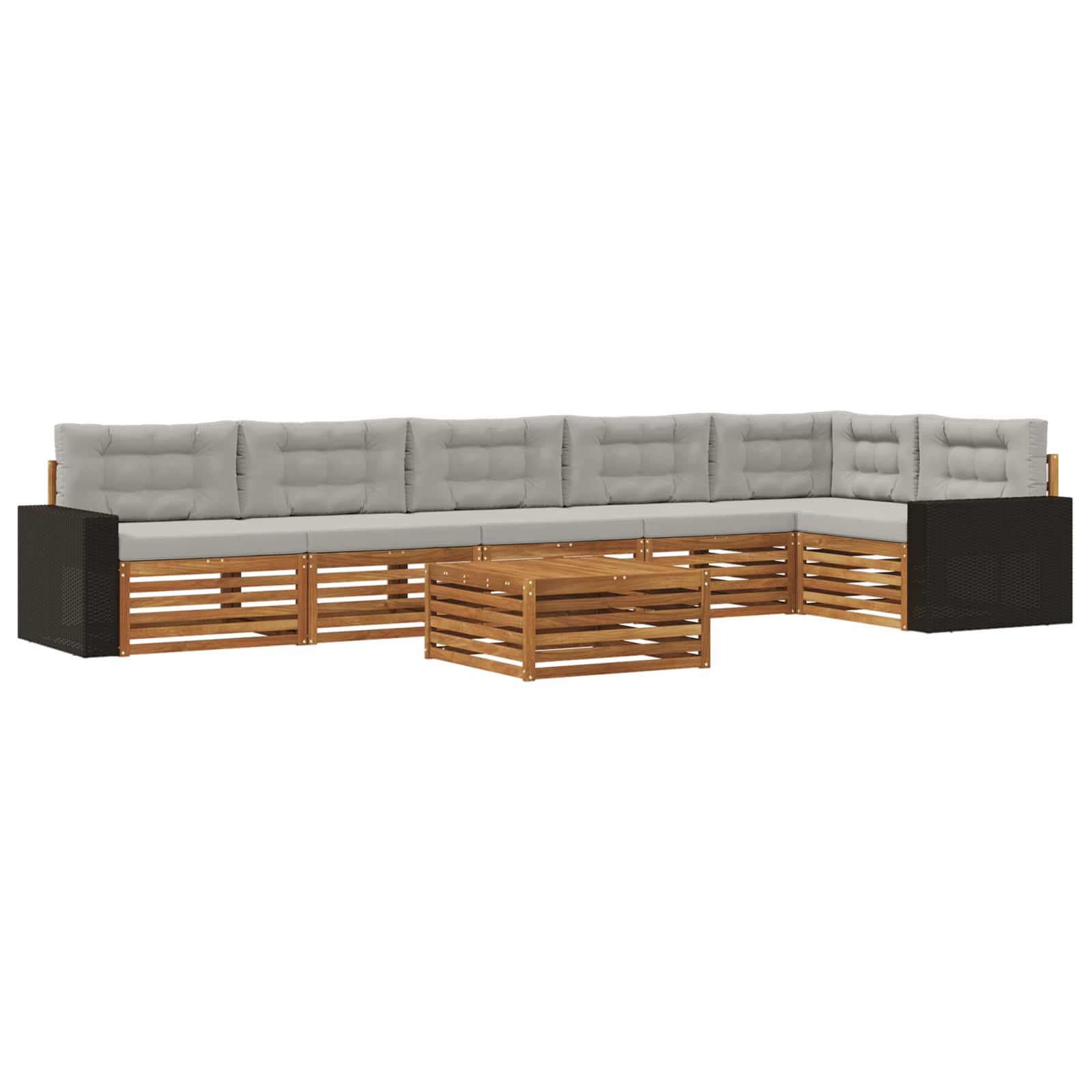 vidaXL Zestaw sof na zewnątrz 7 pcs Naturalny i jasnoszary Poliester