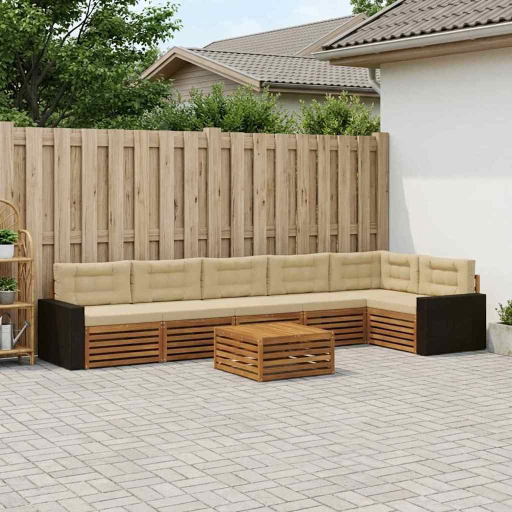 vidaXL Zestaw sof na zewnątrz 7 pcs Naturalny i Beżowy 79 x 79 x 37 cm