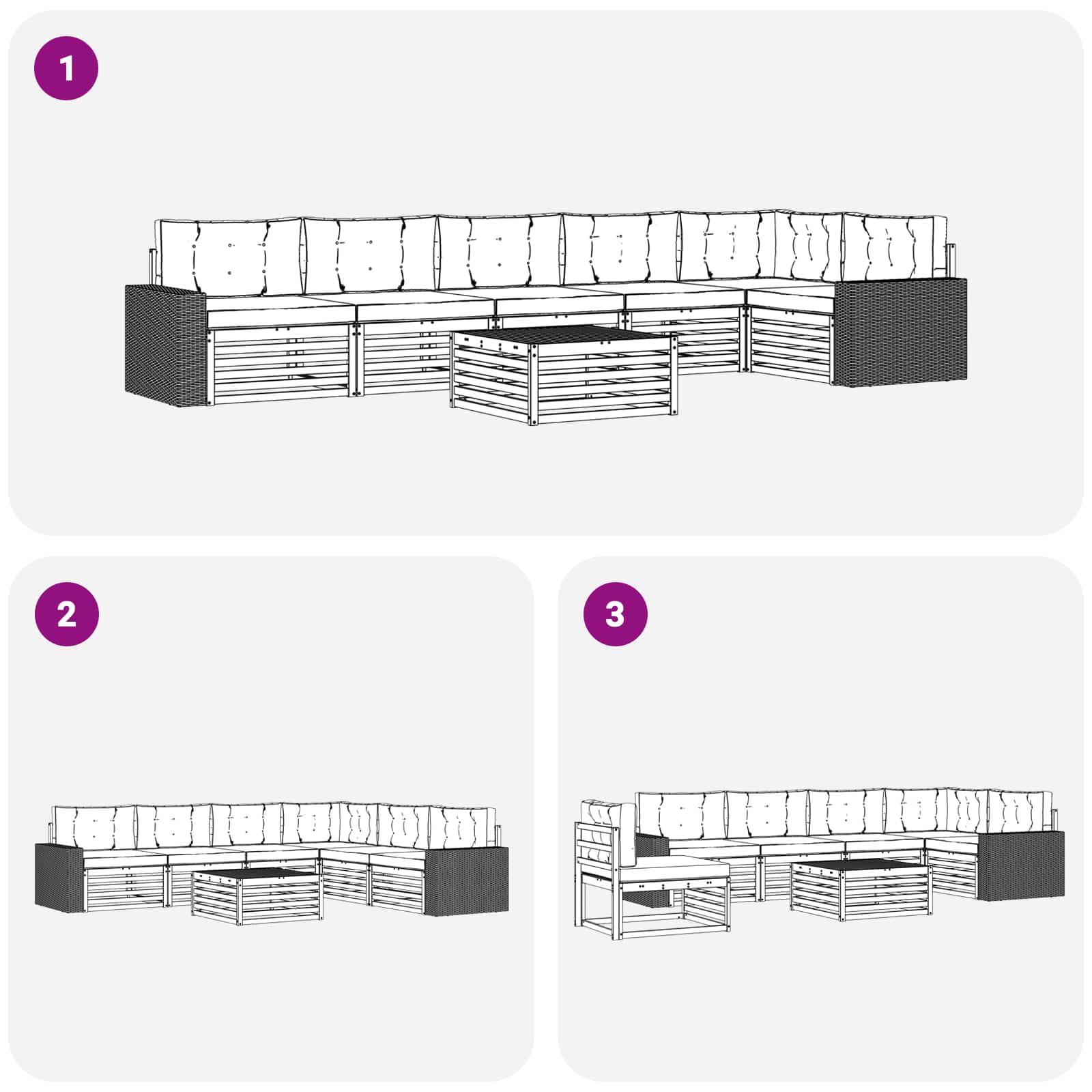 vidaXL Zestaw sof na zewnątrz 7 pcs Naturalny i Beżowy 79 x 79 x 37 cm