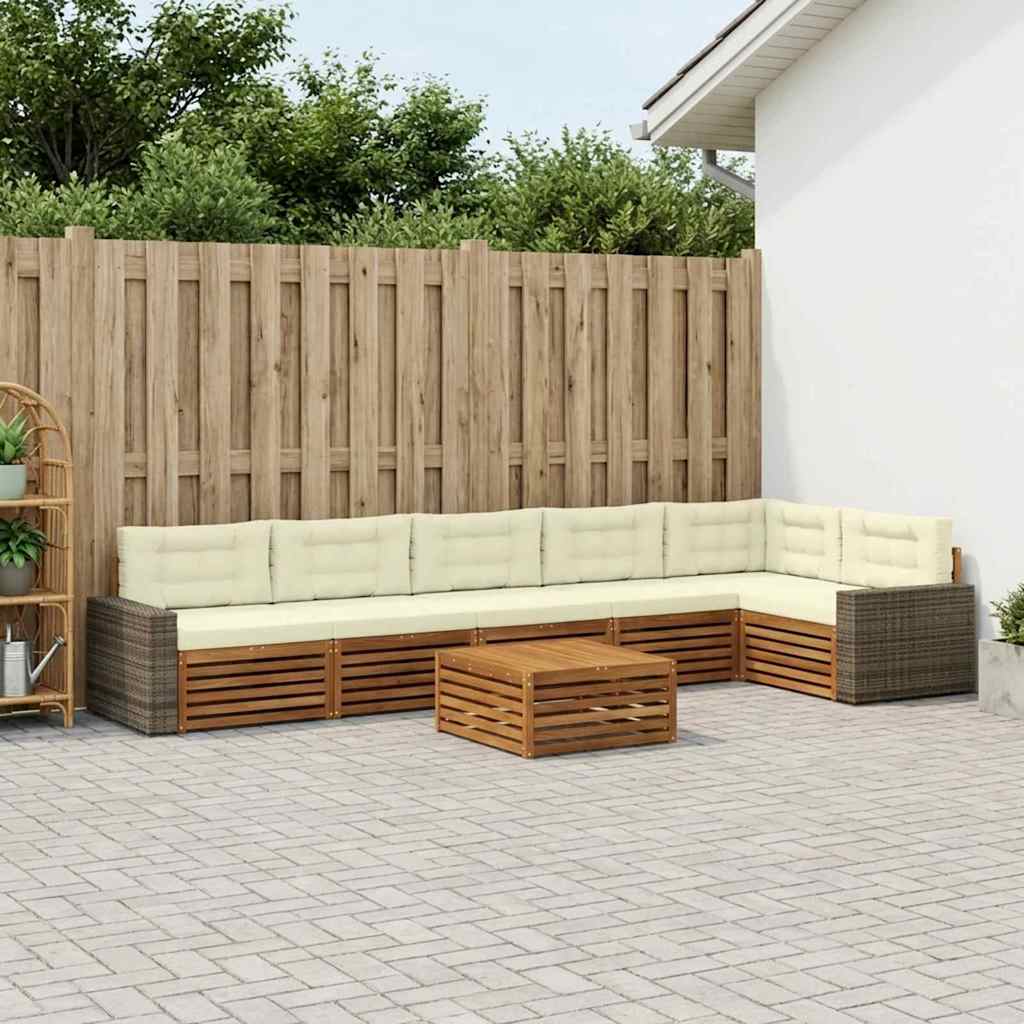 vidaXL Zestaw sof na zewnątrz 7 pcs Naturalny i Kremowy