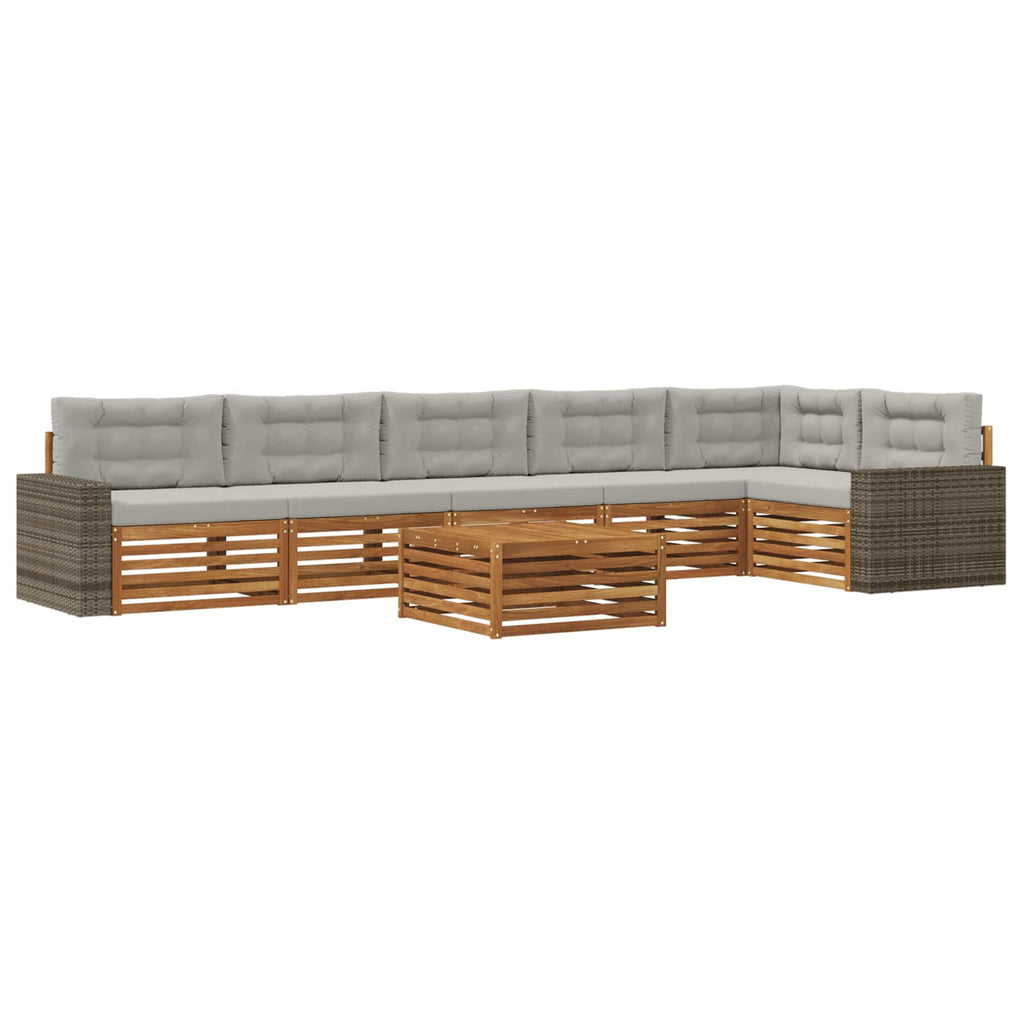 vidaXL Zestaw sof na zewnątrz 7 pcs Naturalny i jasnoszary