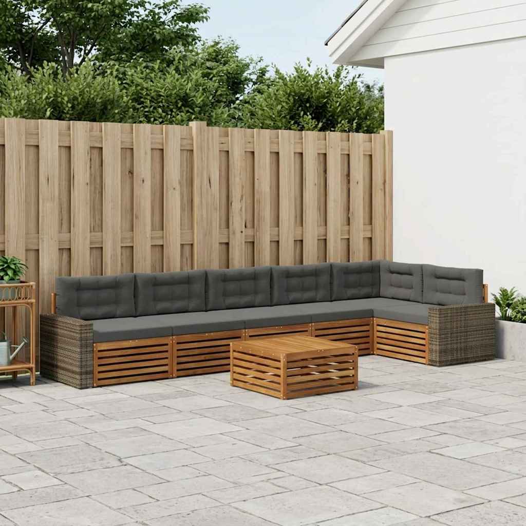 vidaXL Zestaw sof na zewnątrz 7 pcs Naturalny i Antracytowy