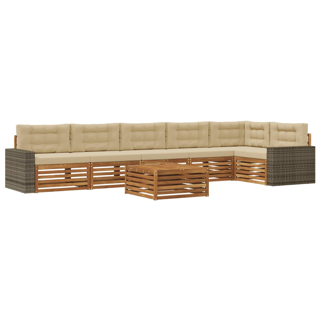 vidaXL Zestaw sof na zewnątrz 7 pcs Naturalny i Beżowy 79 x 79 x 37 cm