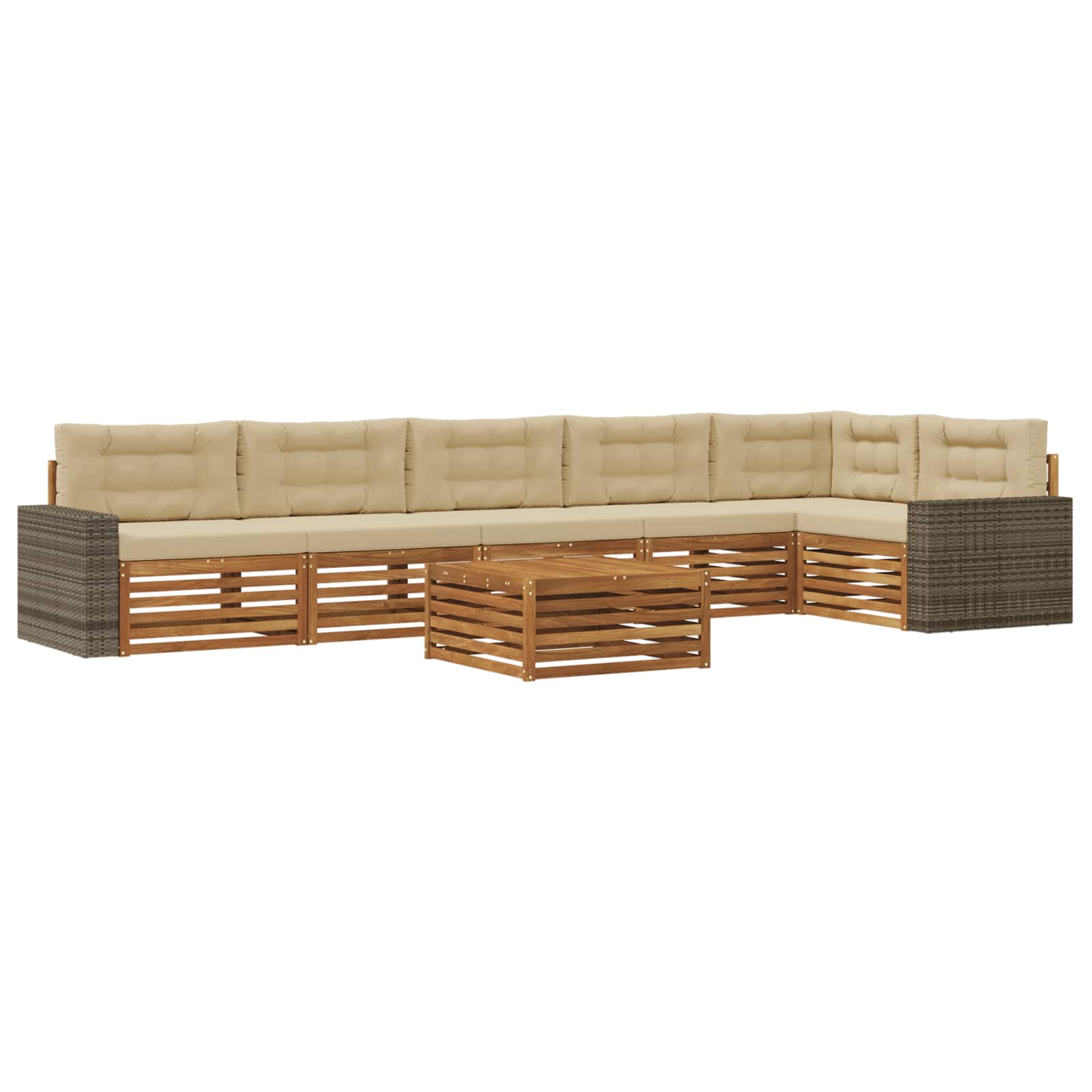 vidaXL Zestaw sof na zewnątrz 7 pcs Naturalny i Beżowy 79 x 79 x 37 cm
