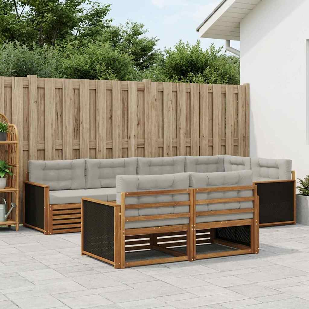 vidaXL Zestaw sof na zewnątrz z poduszką 7 pcs Naturalny i jasnoszary