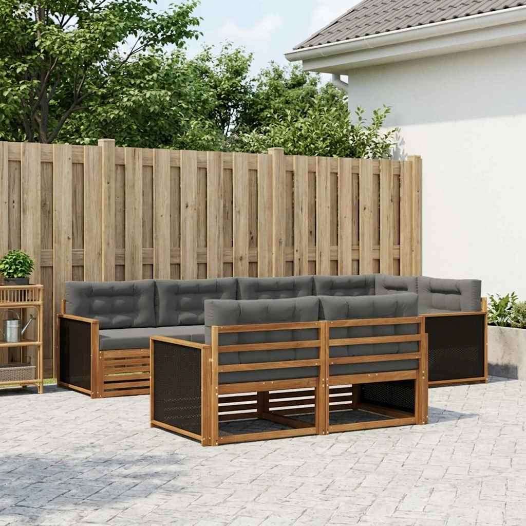 vidaXL Zestaw sof na zewnątrz z poduszką 7 pcs Naturalny i Antracytowy