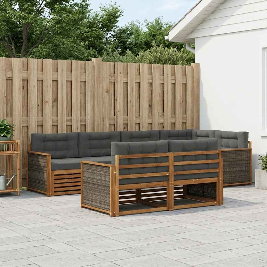 vidaXL Zestaw sof na zewnątrz z poduszką 7 pcs Naturalny i Antracytowy