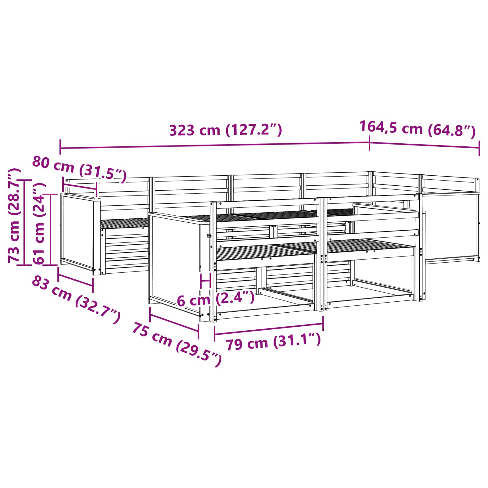 vidaXL Zestaw sof na zewnątrz 7 pcs naturalny