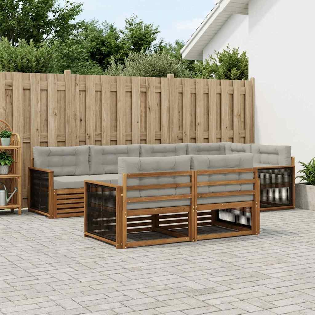 vidaXL Zestaw sof na zewnątrz z poduszką 7 pcs Naturalny i jasnoszary