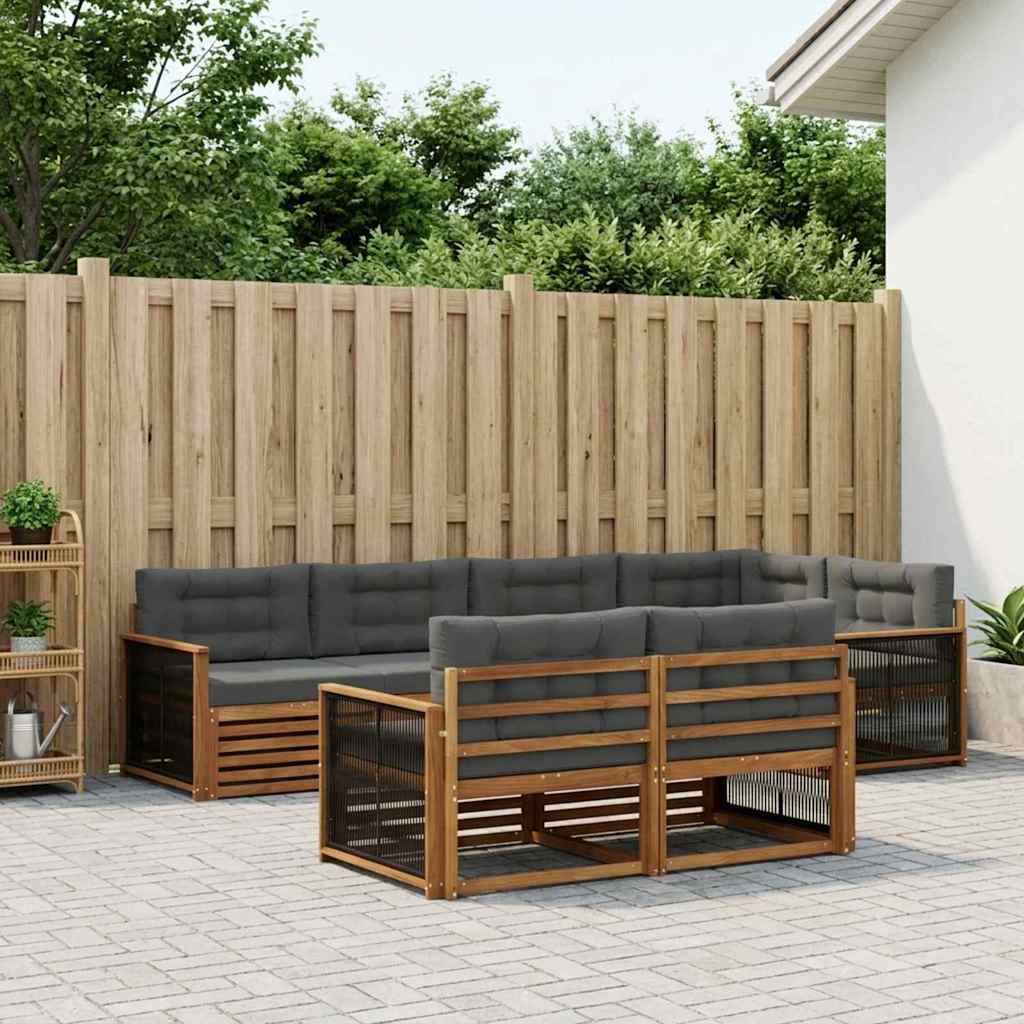 vidaXL Zestaw sof na zewnątrz z poduszką 7 pcs Naturalny i Antracytowy