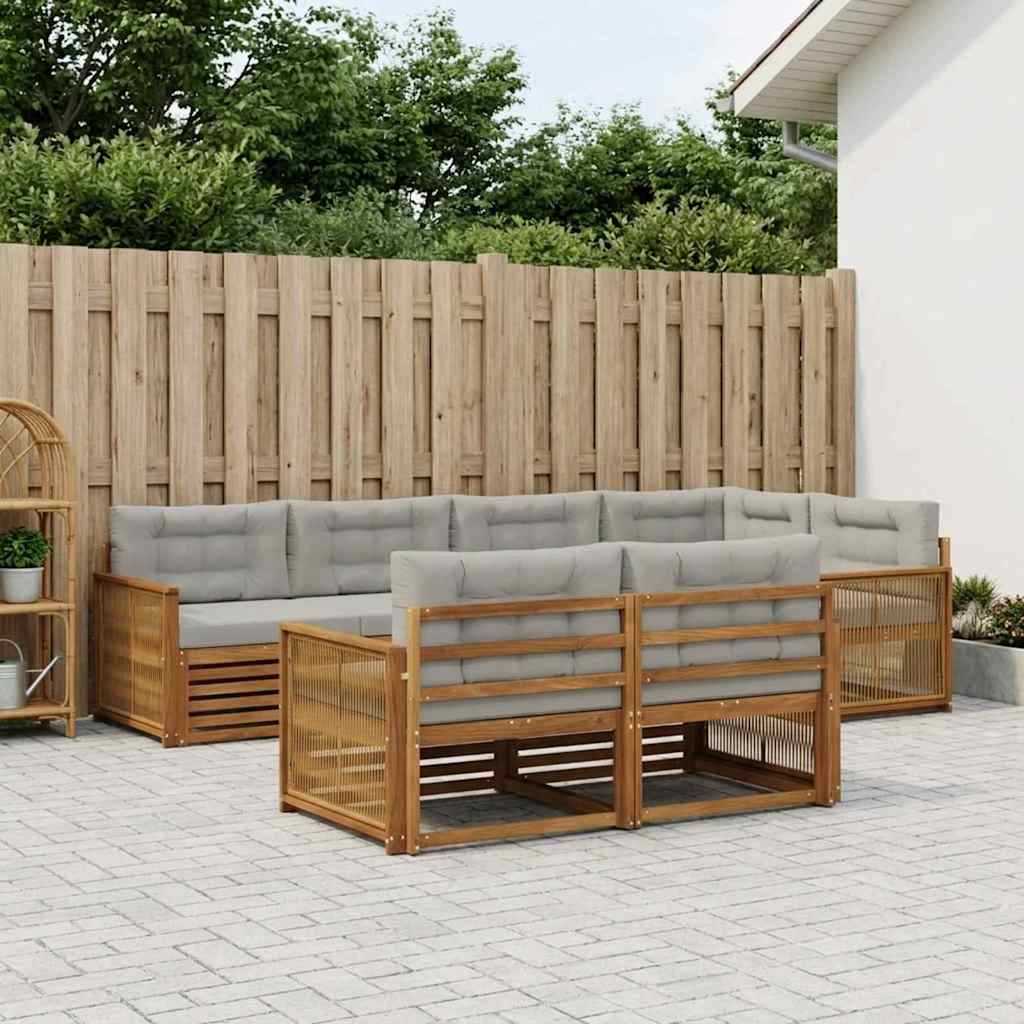 vidaXL Zestaw sof na zewnątrz z poduszką 7 pcs Naturalny i jasnoszary
