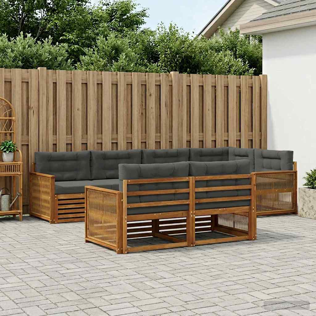 vidaXL Zestaw sof na zewnątrz z poduszką 7 pcs Naturalny i Antracytowy