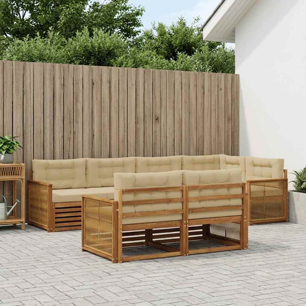 vidaXL Zestaw sof na zewnątrz z poduszką 7 pcs Naturalny i Beżowy