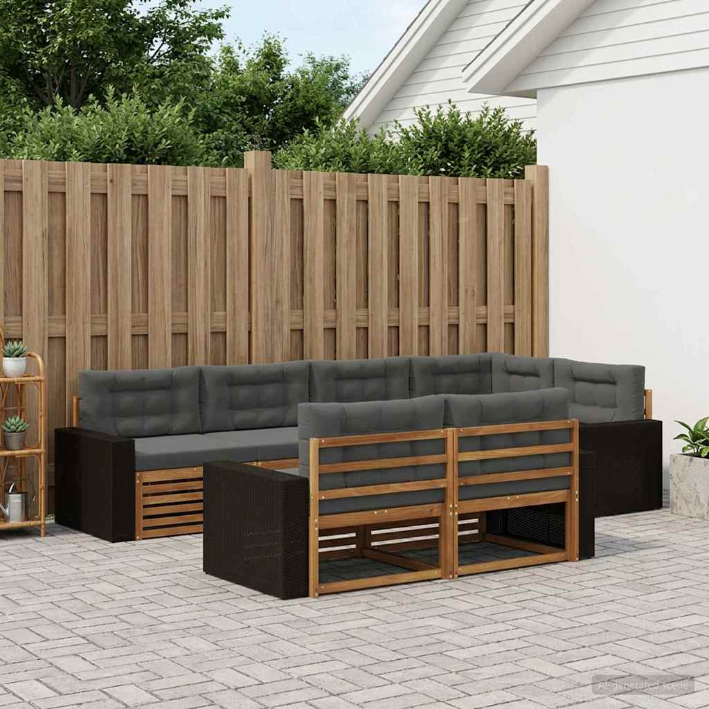 vidaXL Zestaw sof na zewnątrz z poduszką 7 pcs Naturalny i Antracytowy