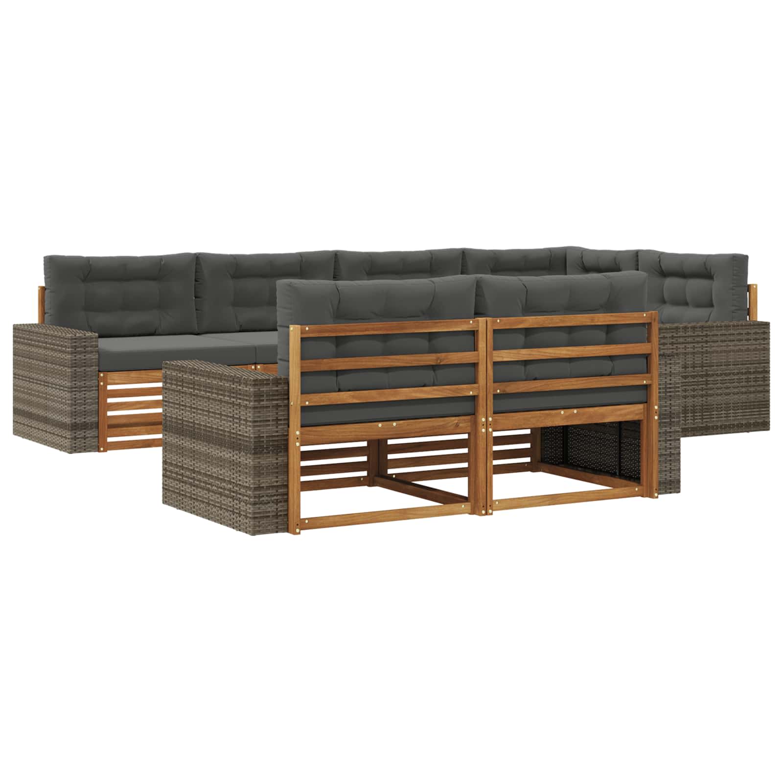 vidaXL Zestaw sof na zewnątrz z poduszką 7 pcs Naturalny i Antracytowy