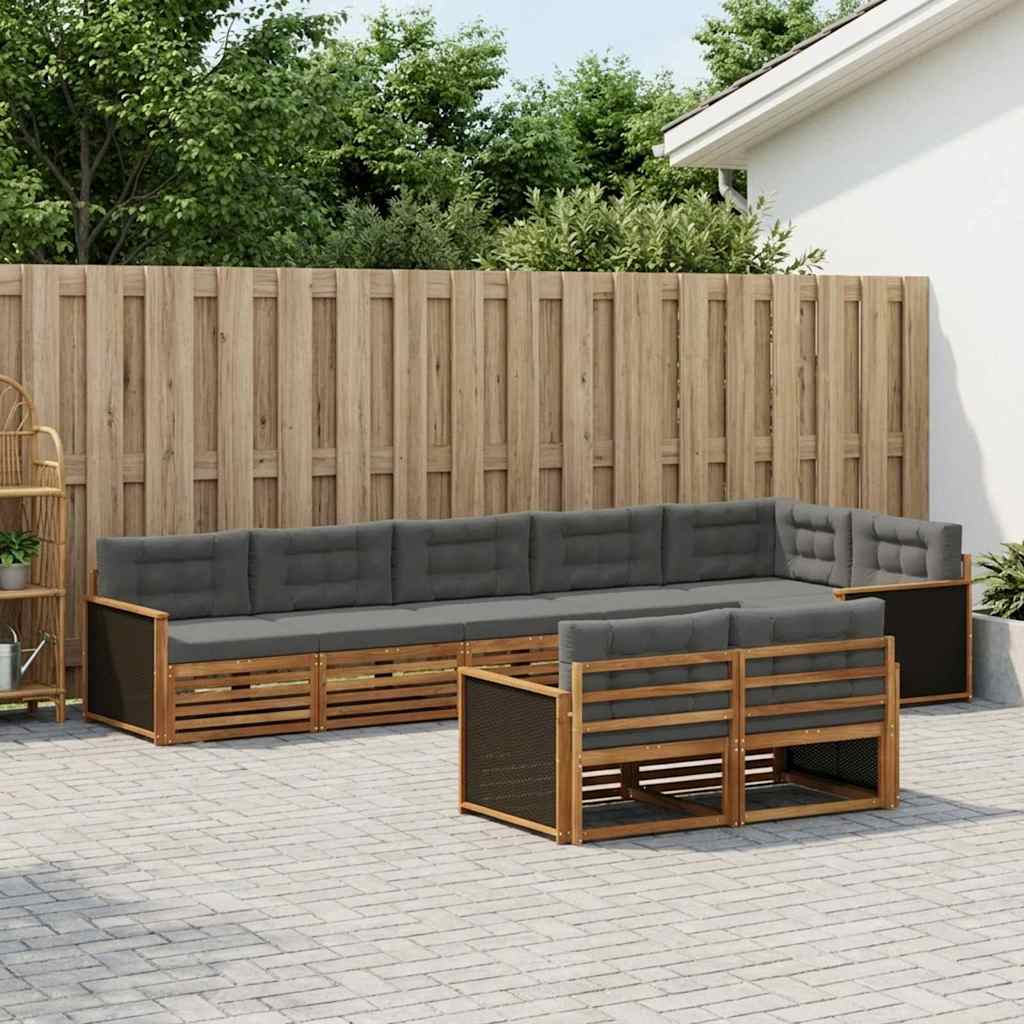 vidaXL Zestaw sof na zewnątrz 8 szt. Naturalny i Antracytowy