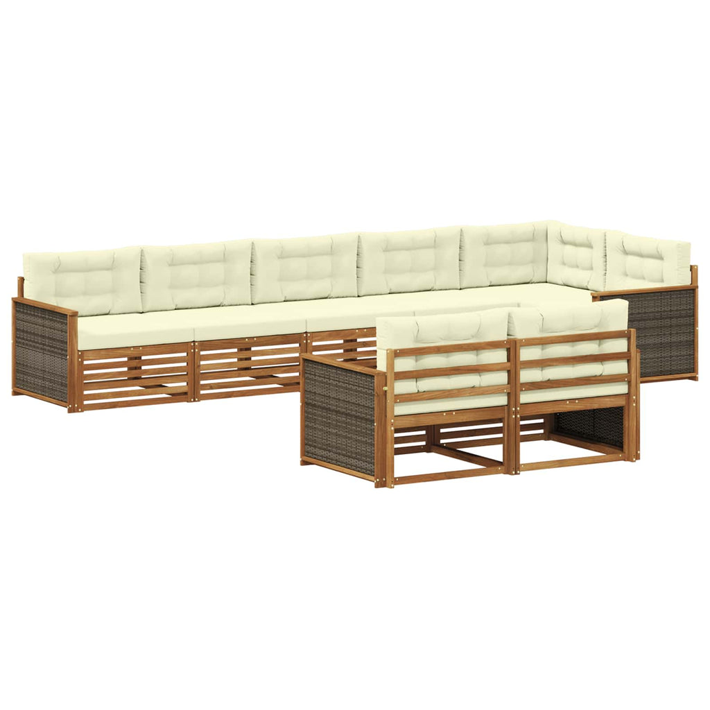 vidaXL Zestaw sof na zewnątrz z poduszką 8 pcs Naturalny i Kremowy