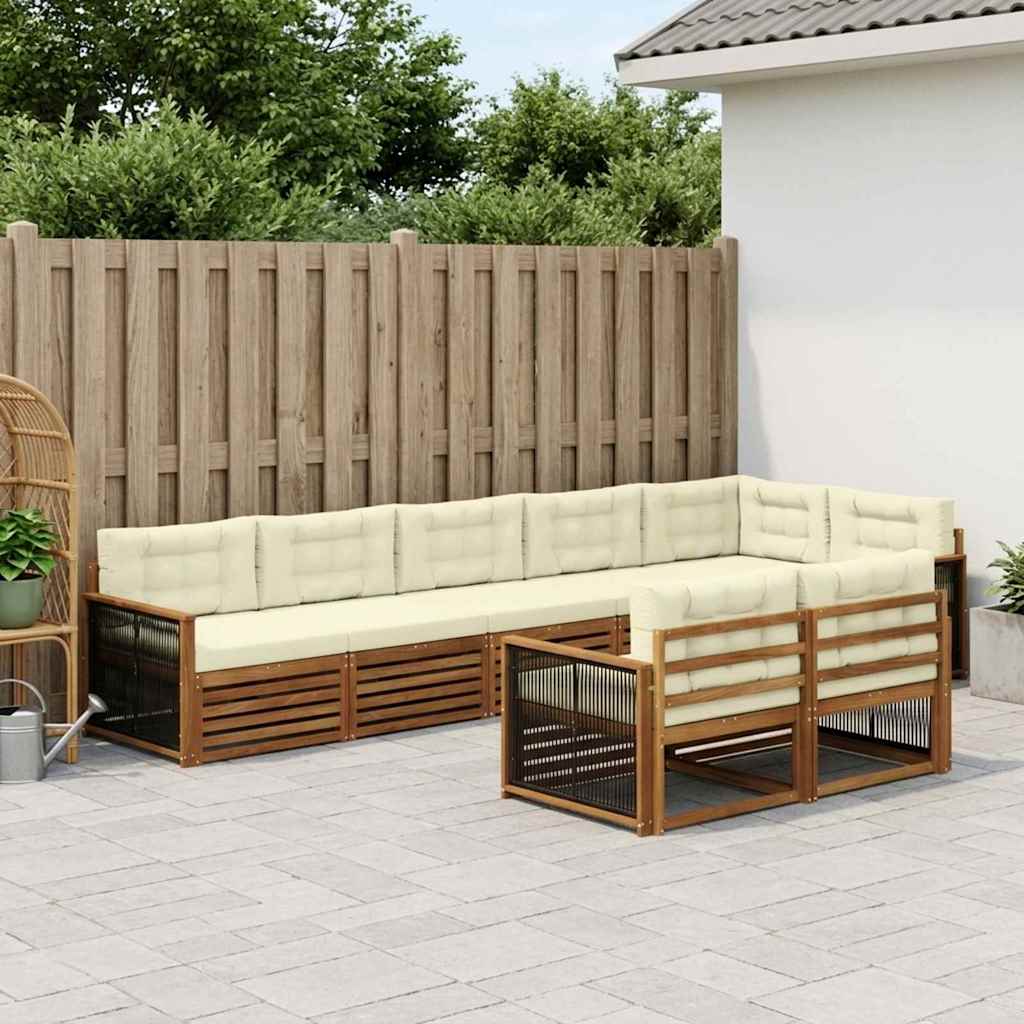 vidaXL Zestaw sof na zewnątrz z poduszką 8 pcs Naturalny i Kremowy
