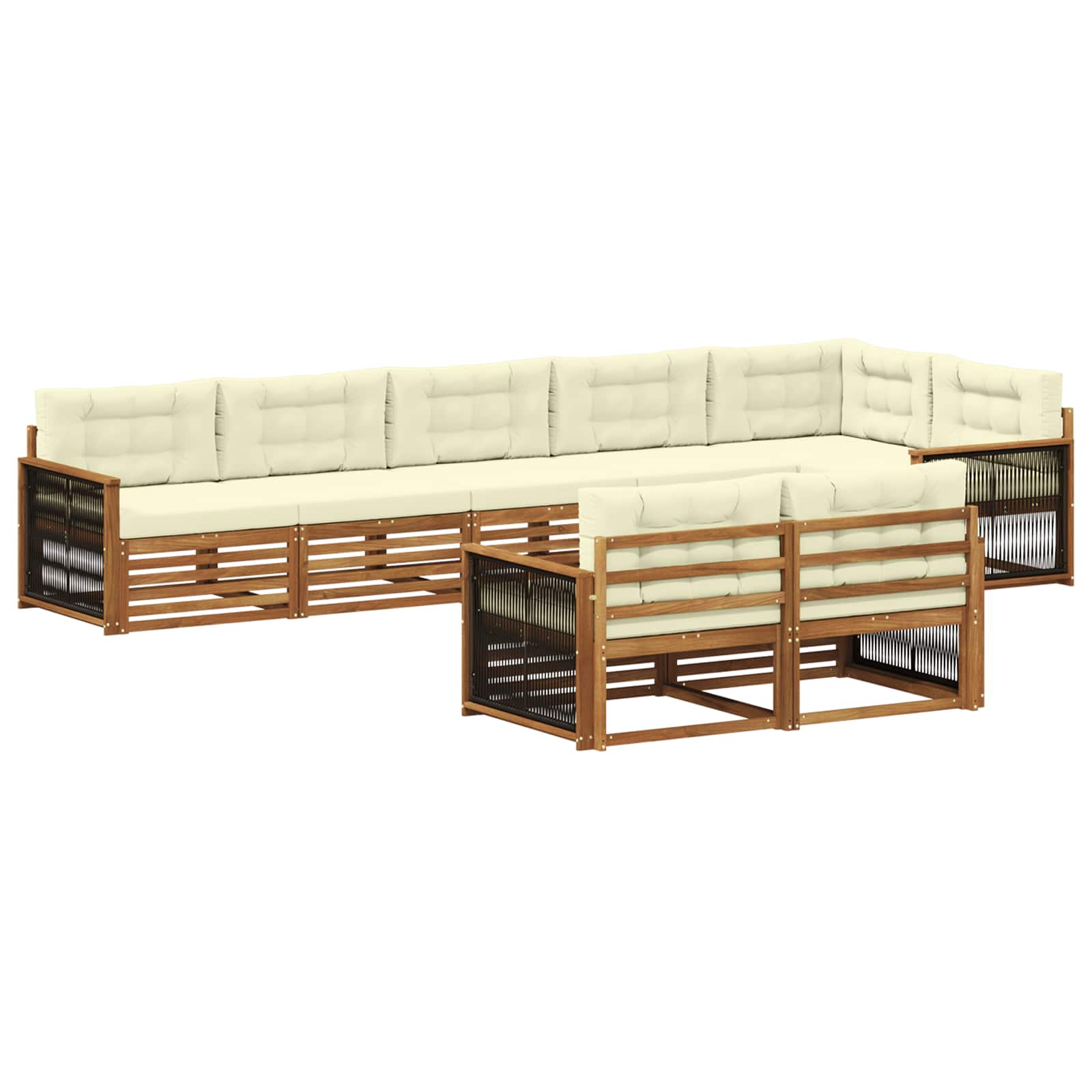 vidaXL Zestaw sof na zewnątrz z poduszką 8 pcs Naturalny i Kremowy