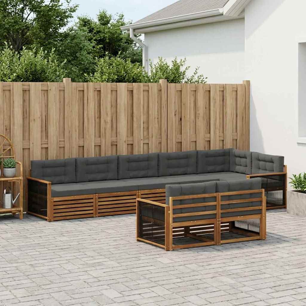 vidaXL Zestaw sof na zewnątrz z poduszką 8 pcs Naturalny i Antracytowy