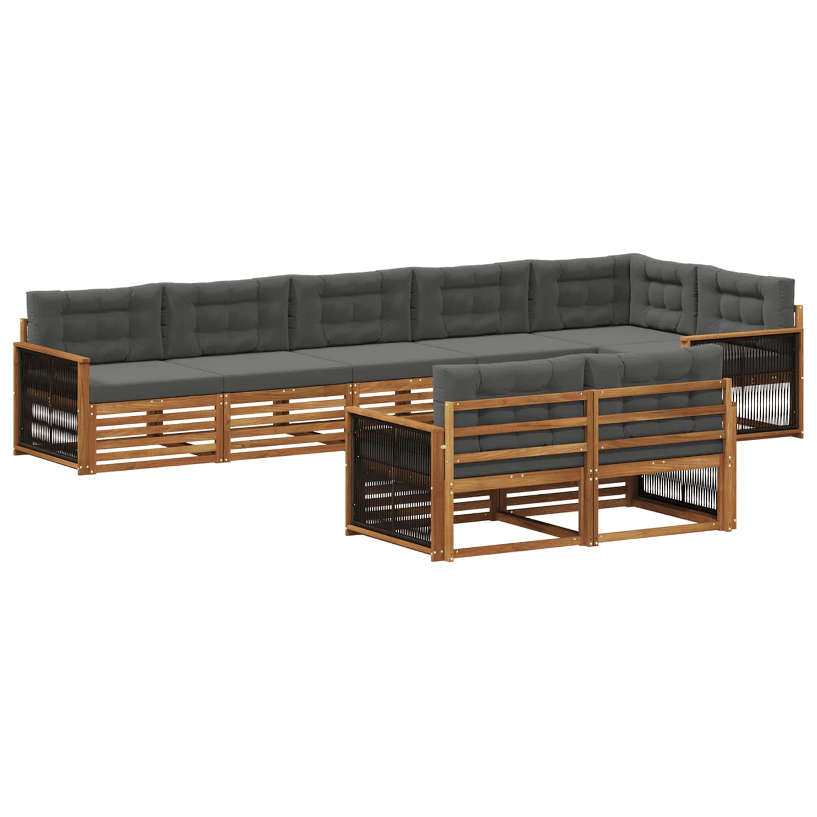 vidaXL Zestaw sof na zewnątrz z poduszką 8 pcs Naturalny i Antracytowy