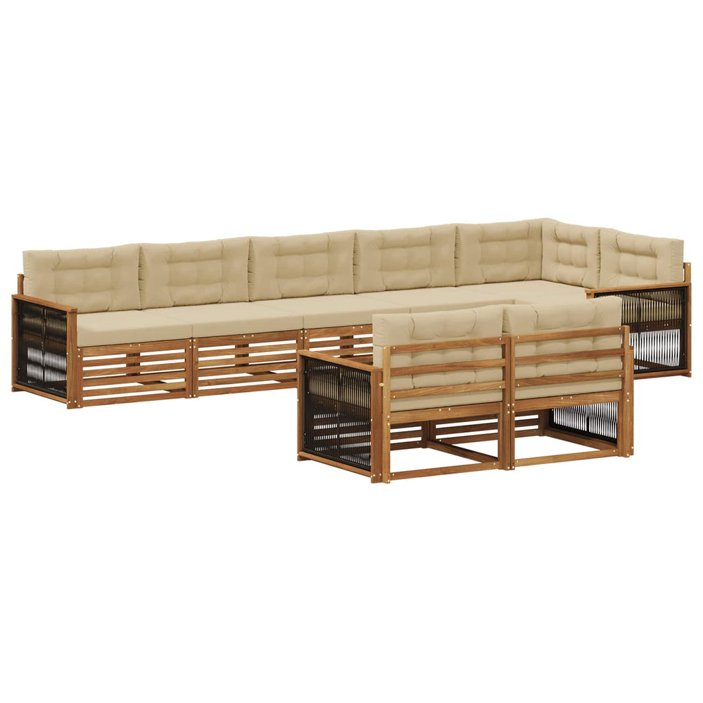 vidaXL Zestaw sof na zewnątrz z poduszką 8 pcs Naturalny i Beżowy