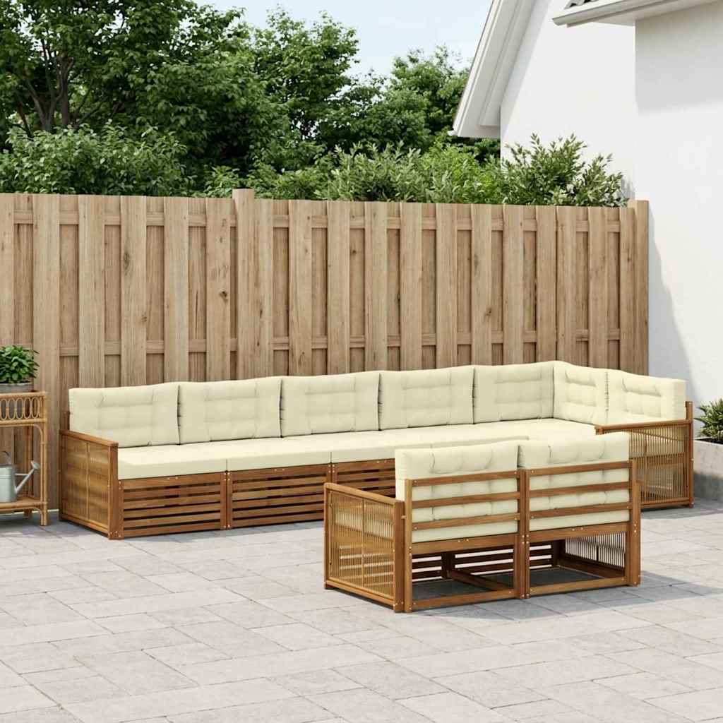 vidaXL Zestaw sof na zewnątrz z poduszką 8 pcs Naturalny i Kremowy