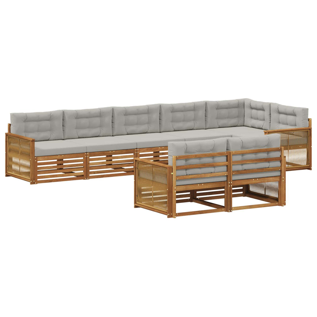 vidaXL Zestaw sof na zewnątrz z poduszką 8 pcs Naturalny i jasnoszary