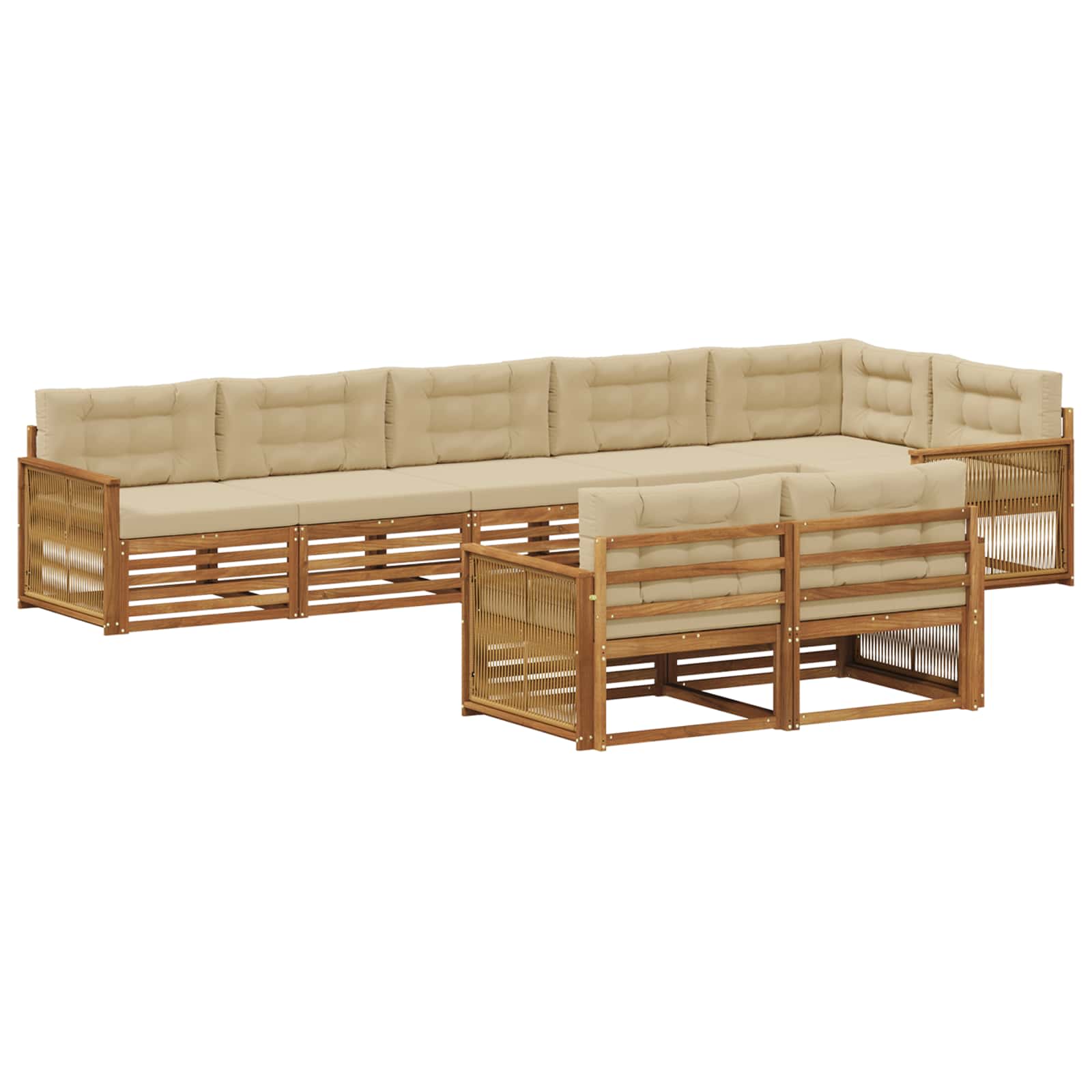 vidaXL Zestaw sof na zewnątrz z poduszką 8 pcs Naturalny i Beżowy